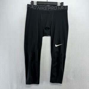 Nike Compression Pants Men's Large Black Pro Dri Fit Solid Tights Training Gym